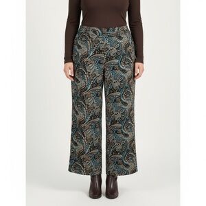 Laura Plus Women’s Size 16 Brown and Blue Paisley Wide Leg Pants